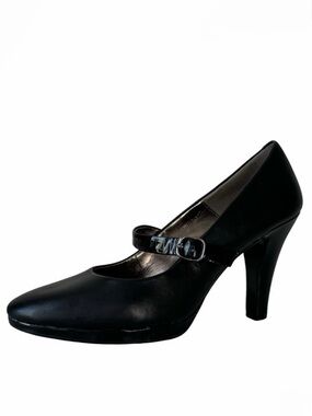 Sofft Rieta Black Leather Mary Jane Platform Heel Patent Leather Women's Size 10